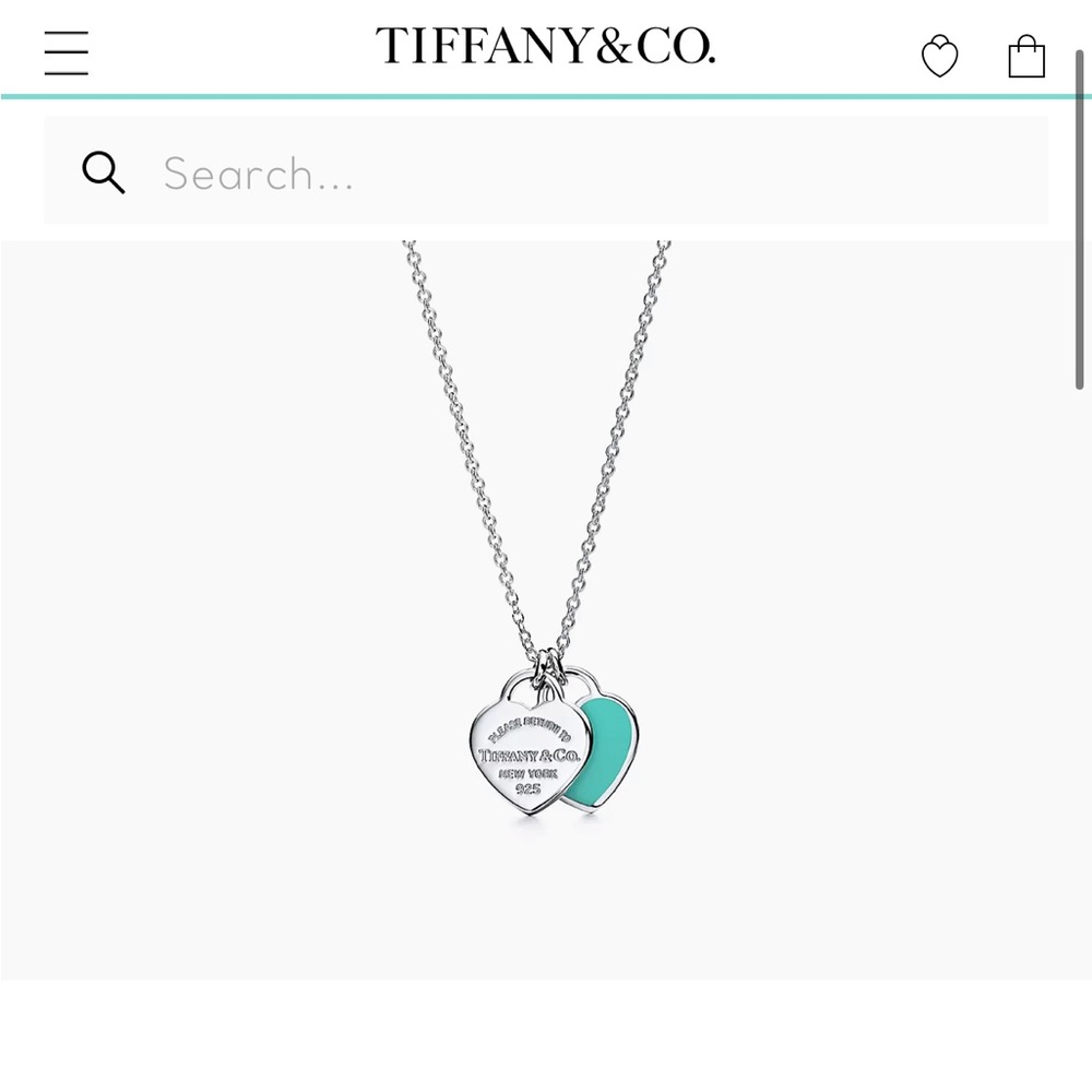 Tiffany blue double heart tag pendant